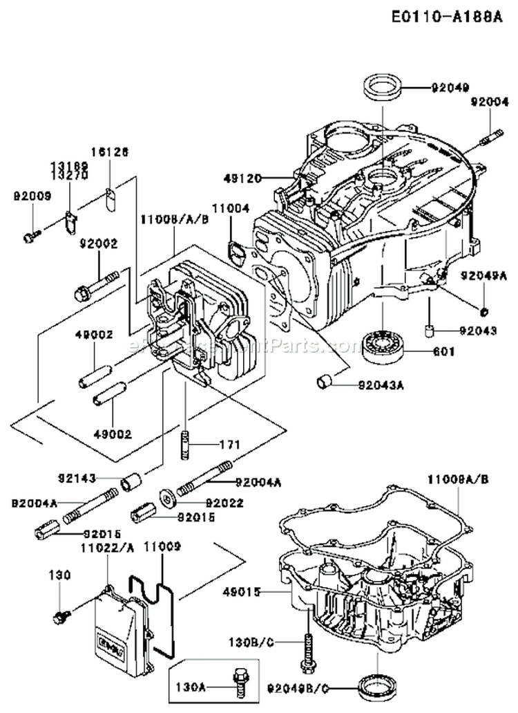 Page E Diagram and Parts List for FC420V HS01 Kawasaki Engine
