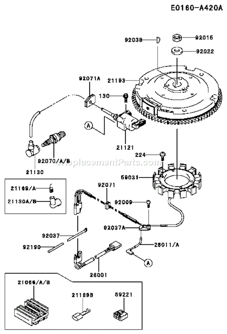 Page F Diagram and Parts List for FC420V HS01 Kawasaki Engine