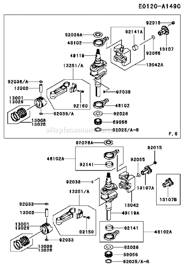 Page J Diagram and Parts List for FC420V HS06 Kawasaki Engine
