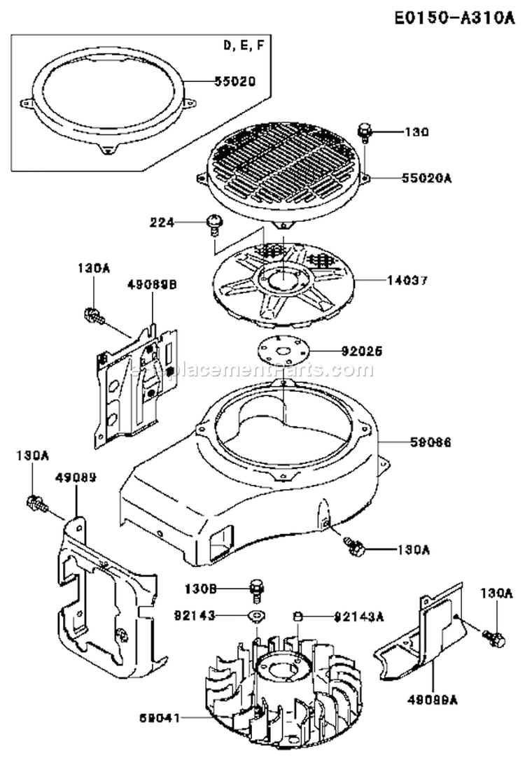 Page D Diagram and Parts List for FC420V DS17 Kawasaki Engine