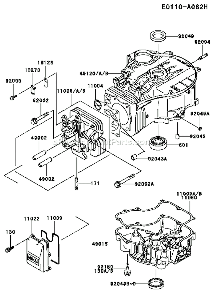 Page E Diagram and Parts List for FC420V DS17 Kawasaki Engine