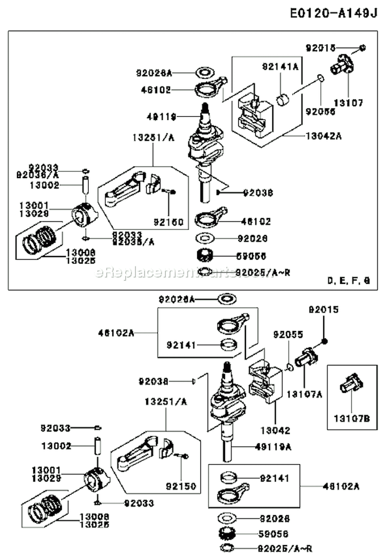 Page J Diagram and Parts List for FC420V DS17 Kawasaki Engine