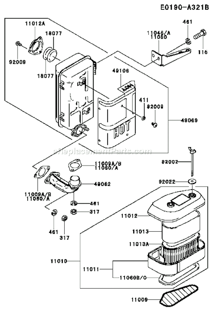 Page A Diagram and Parts List for FC401V CS03 Kawasaki Engine