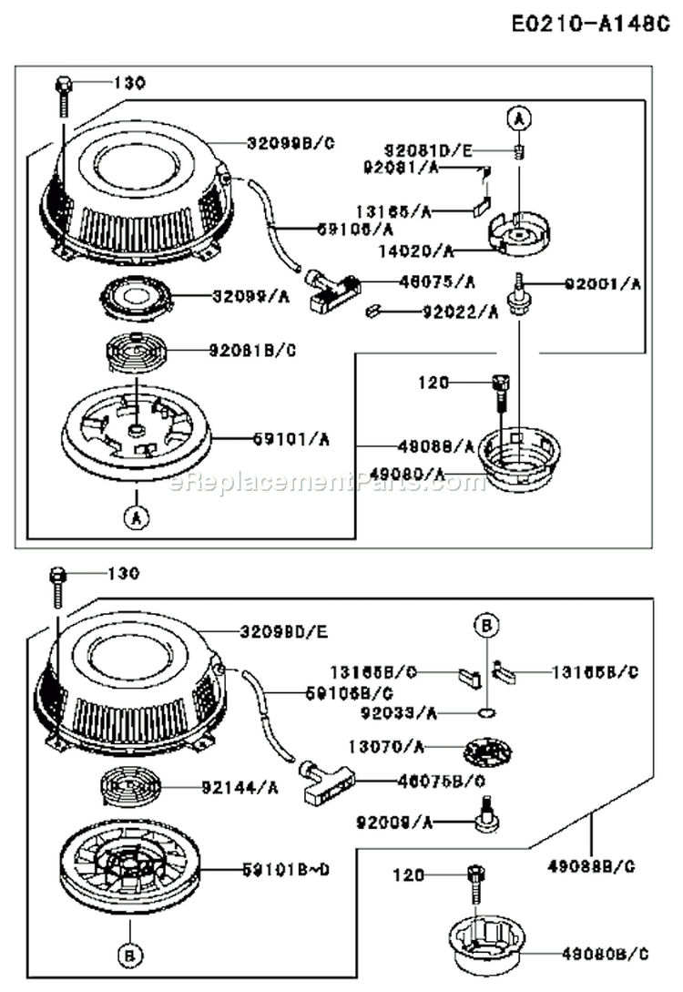Page K Diagram and Parts List for FC401V CS03 Kawasaki Engine