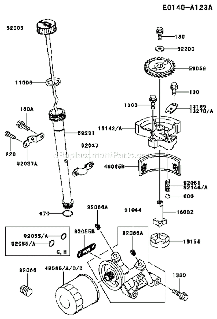 Page H Diagram and Parts List for FC420V KS09 Kawasaki Engine
