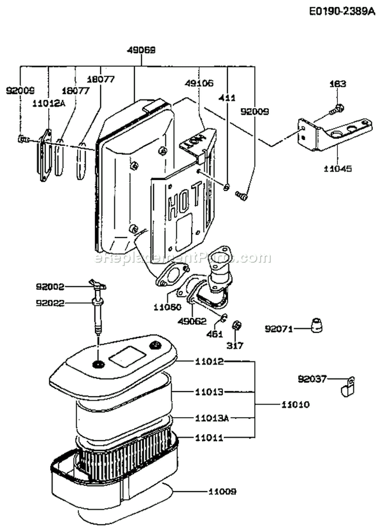 Page A Diagram and Parts List for FC540V AS13 Kawasaki Engine