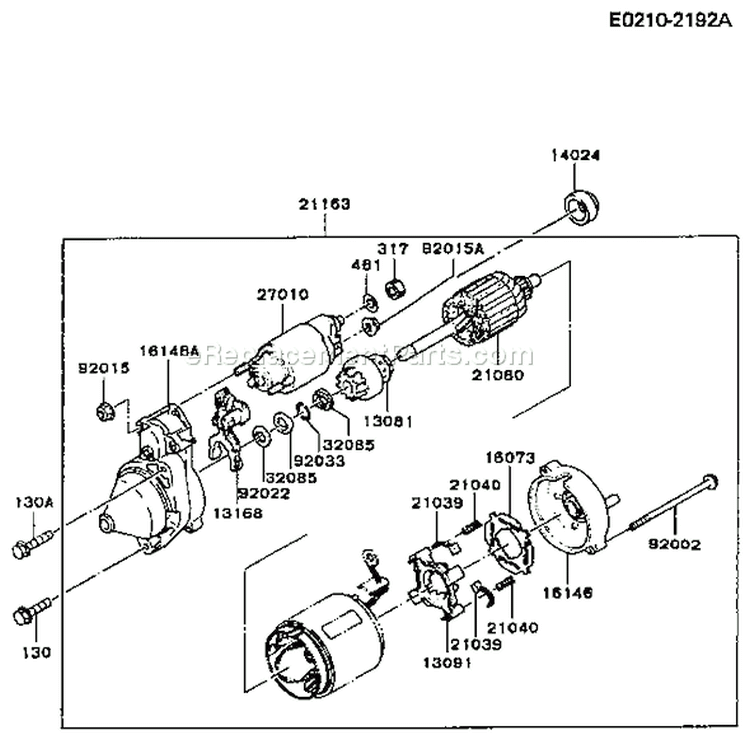 Page K Diagram and Parts List for FC540V AS13 Kawasaki Engine