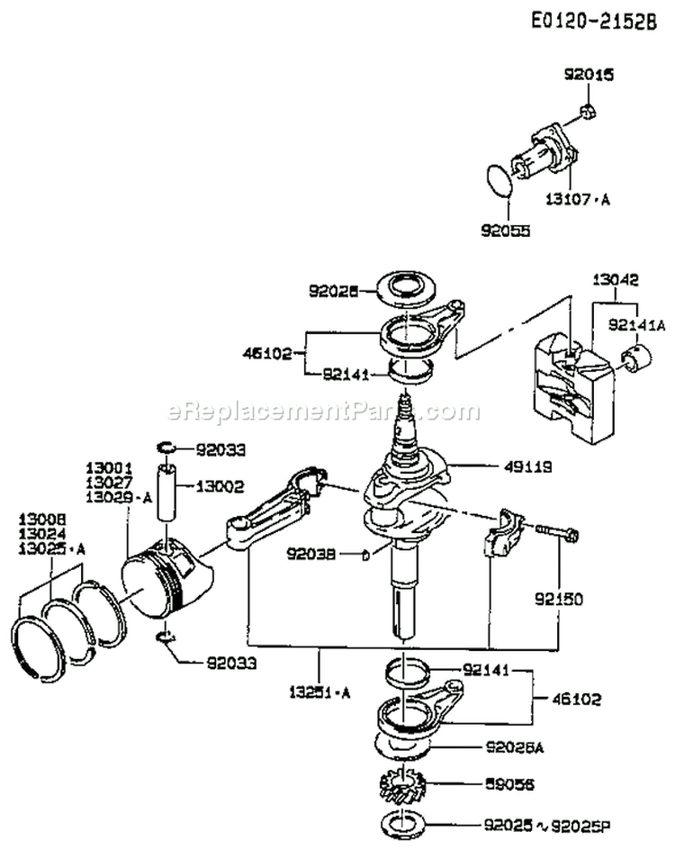 Page J Diagram and Parts List for FC540V AS13 Kawasaki Engine