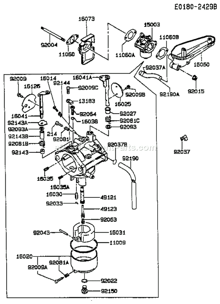 Page B Diagram and Parts List for FC540V BS04 Kawasaki Engine