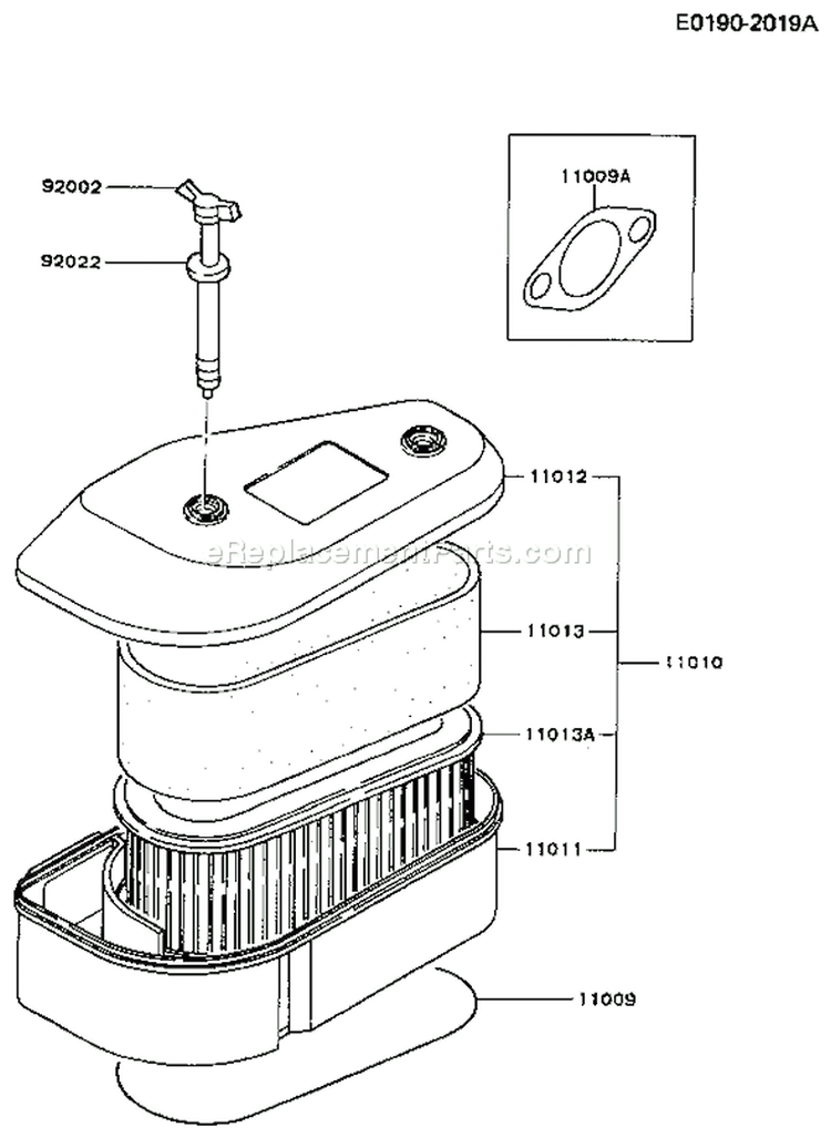 Page A Diagram and Parts List for FC420V AS03 Kawasaki Engine