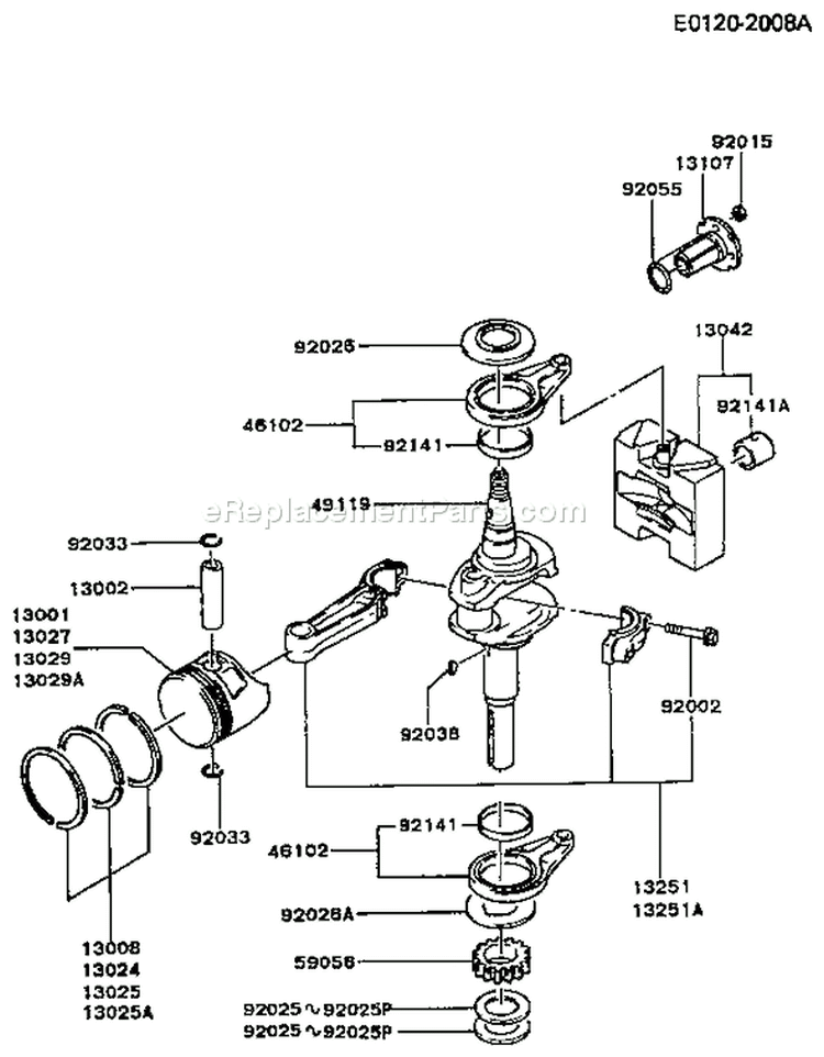 Page J Diagram and Parts List for FC540V BS07 Kawasaki Engine