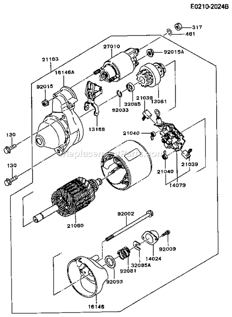 Page K Diagram and Parts List for FC540V BS07 Kawasaki Engine