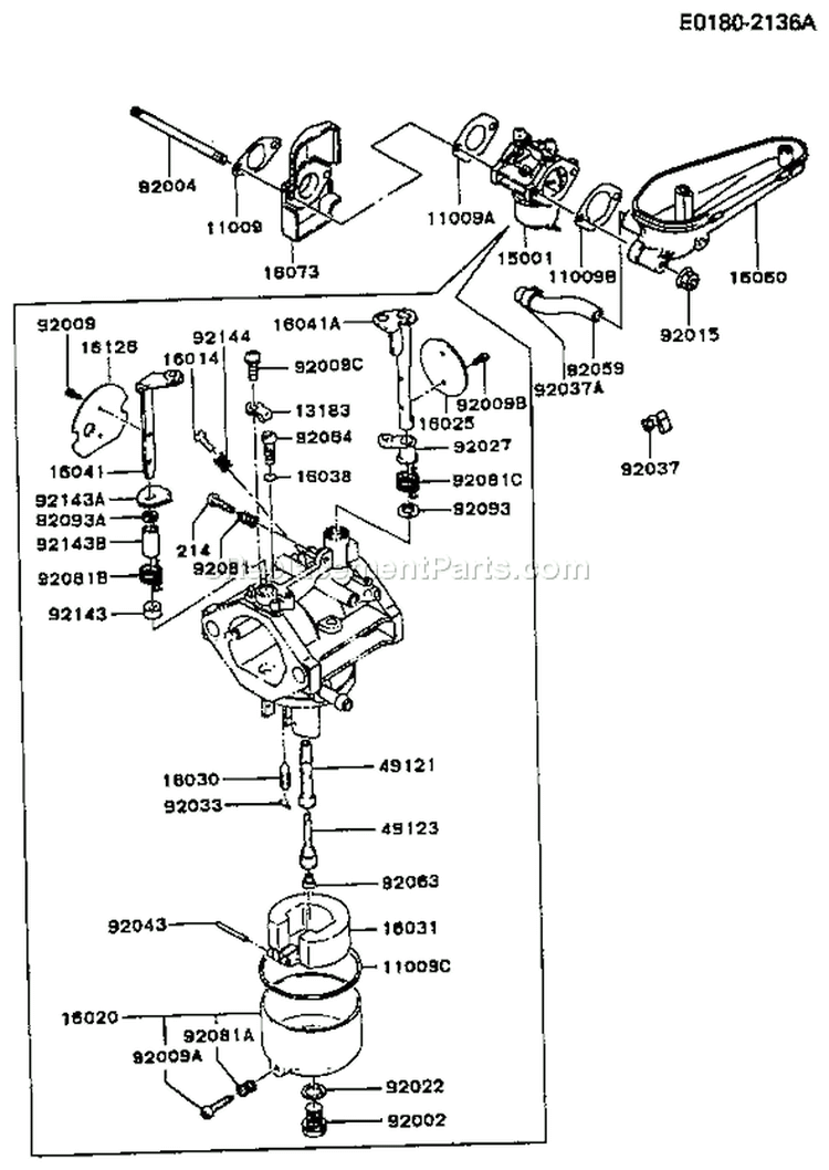 Page B Diagram and Parts List for FC540V BS07 Kawasaki Engine