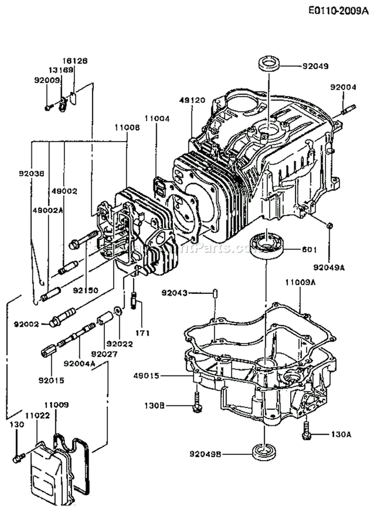 Page E Diagram and Parts List for FC540V BS07 Kawasaki Engine
