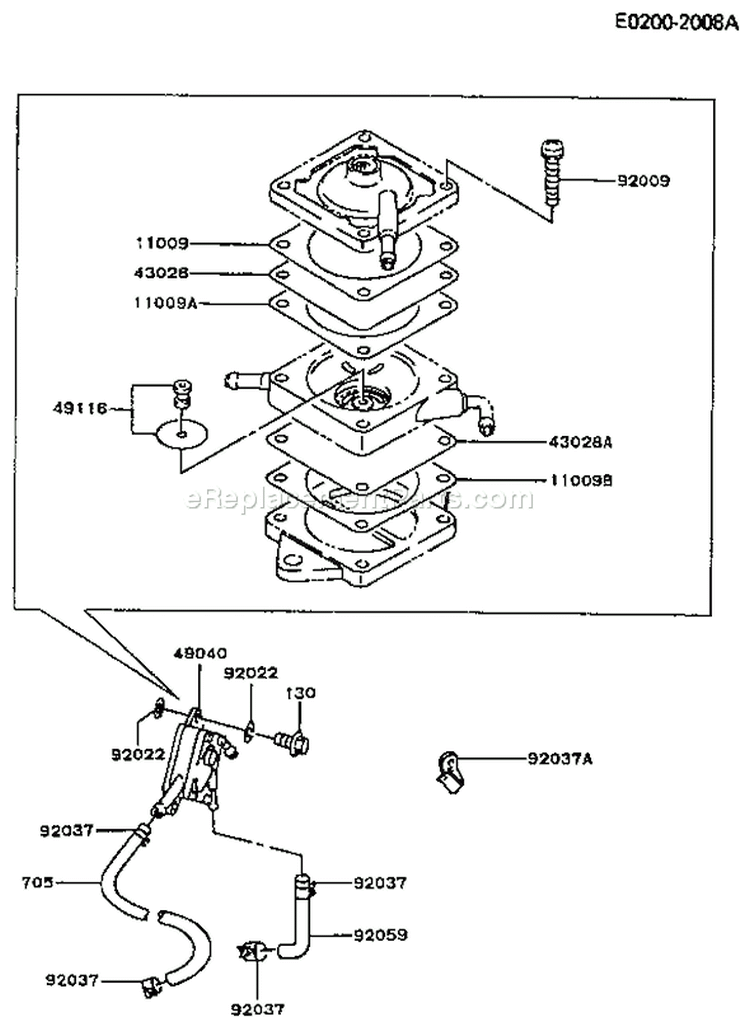 Page G Diagram and Parts List for FC420V AS03 Kawasaki Engine