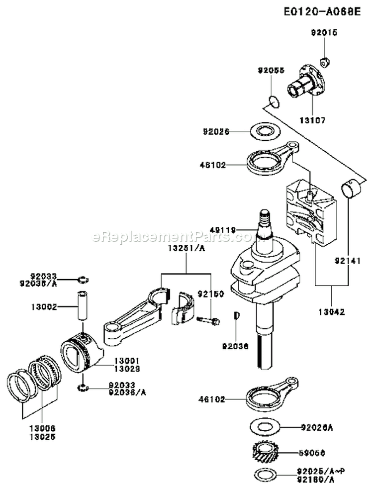Page J Diagram and Parts List for FC540V FS13 Kawasaki Engine