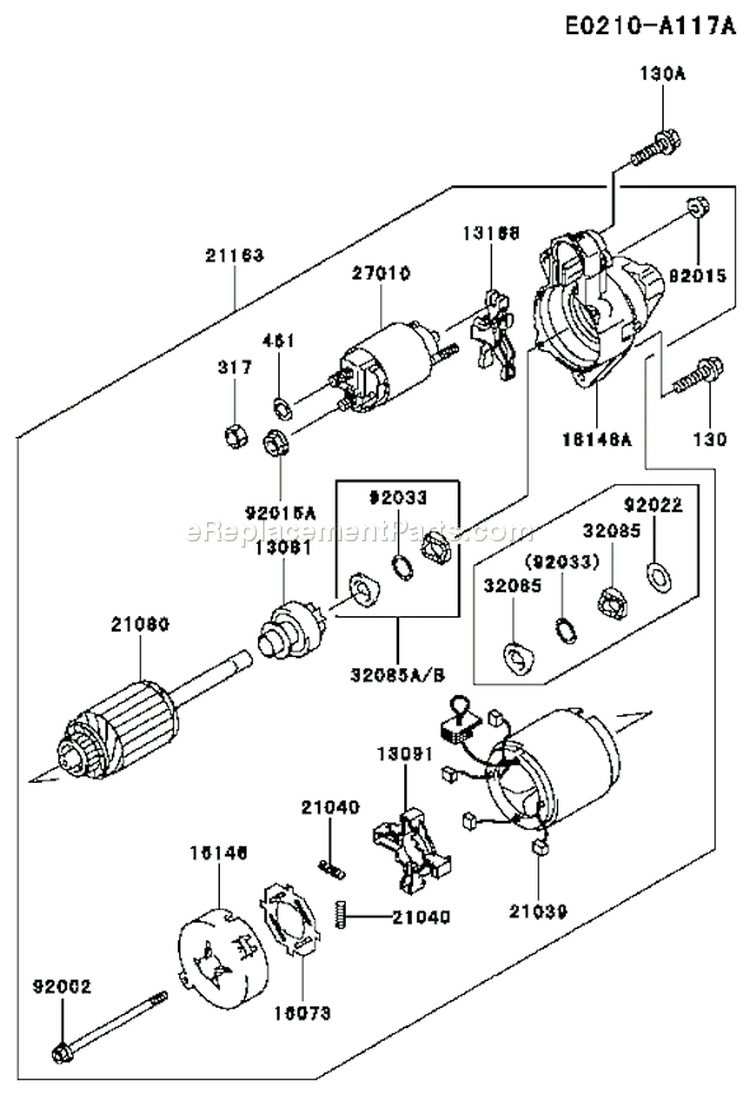 Page K Diagram and Parts List for FC540V FS13 Kawasaki Engine