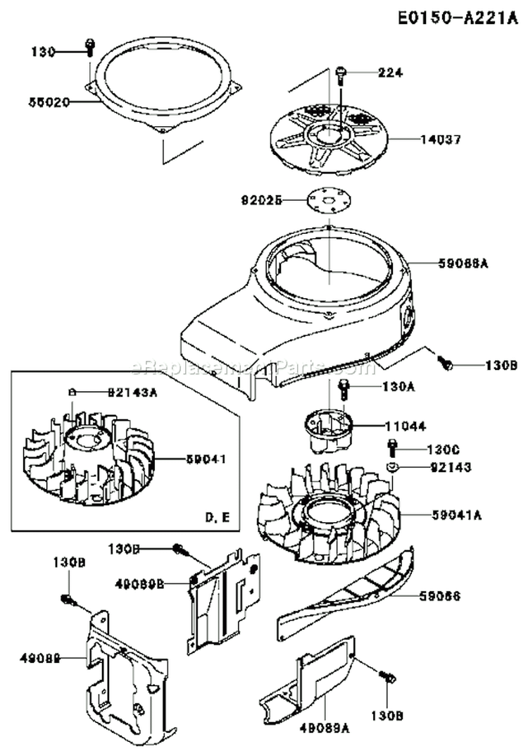 Page D Diagram and Parts List for FC540V FS13 Kawasaki Engine