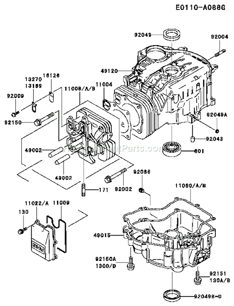 Page E Diagram and Parts List for FC540V FS13 Kawasaki Engine