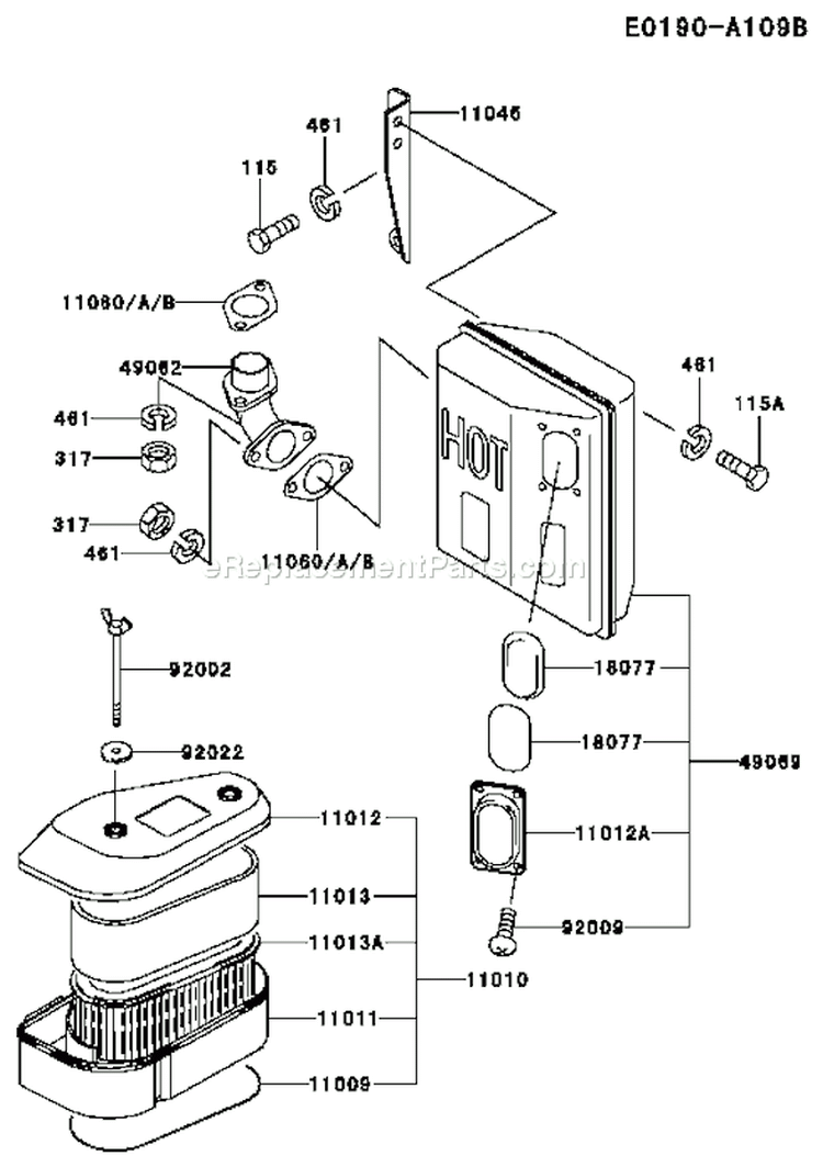 Page A Diagram and Parts List for FC540V DS16 Kawasaki Engine