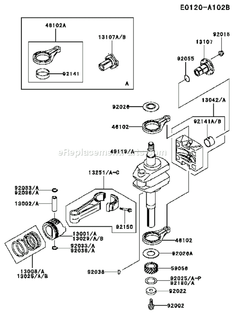 Page J Diagram and Parts List for FC540V DS16 Kawasaki Engine