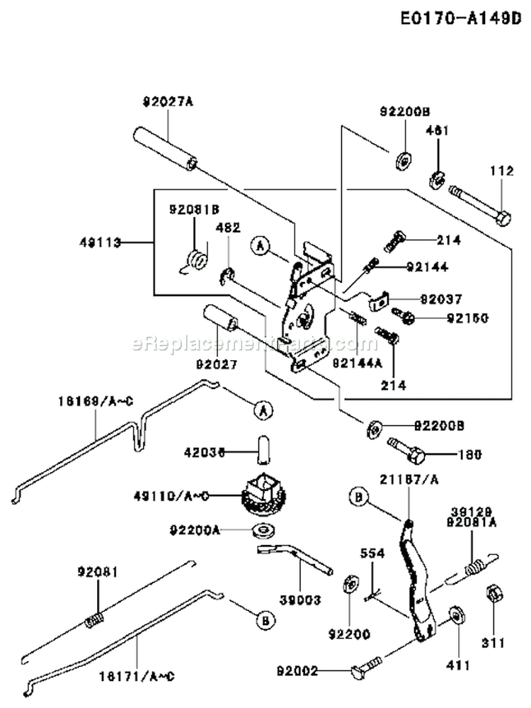 Page C Diagram and Parts List for FC540V DS16 Kawasaki Engine