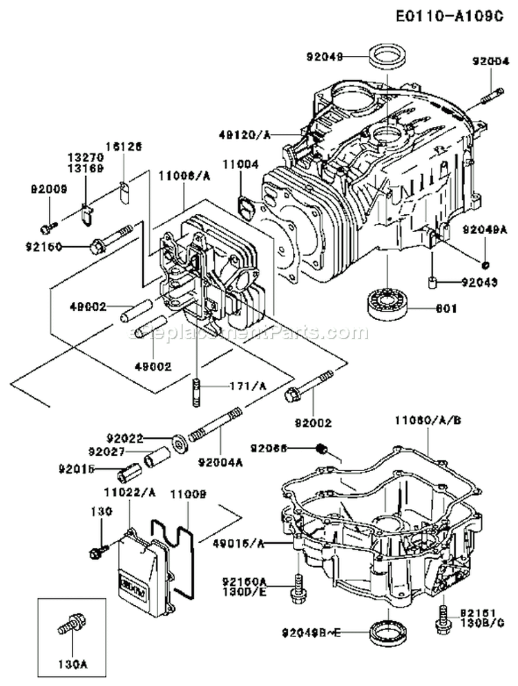 Page E Diagram and Parts List for FC540V DS16 Kawasaki Engine