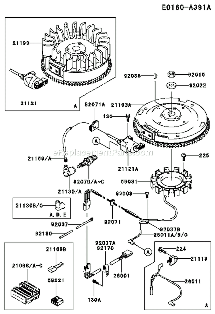 Page F Diagram and Parts List for FC540V DS16 Kawasaki Engine