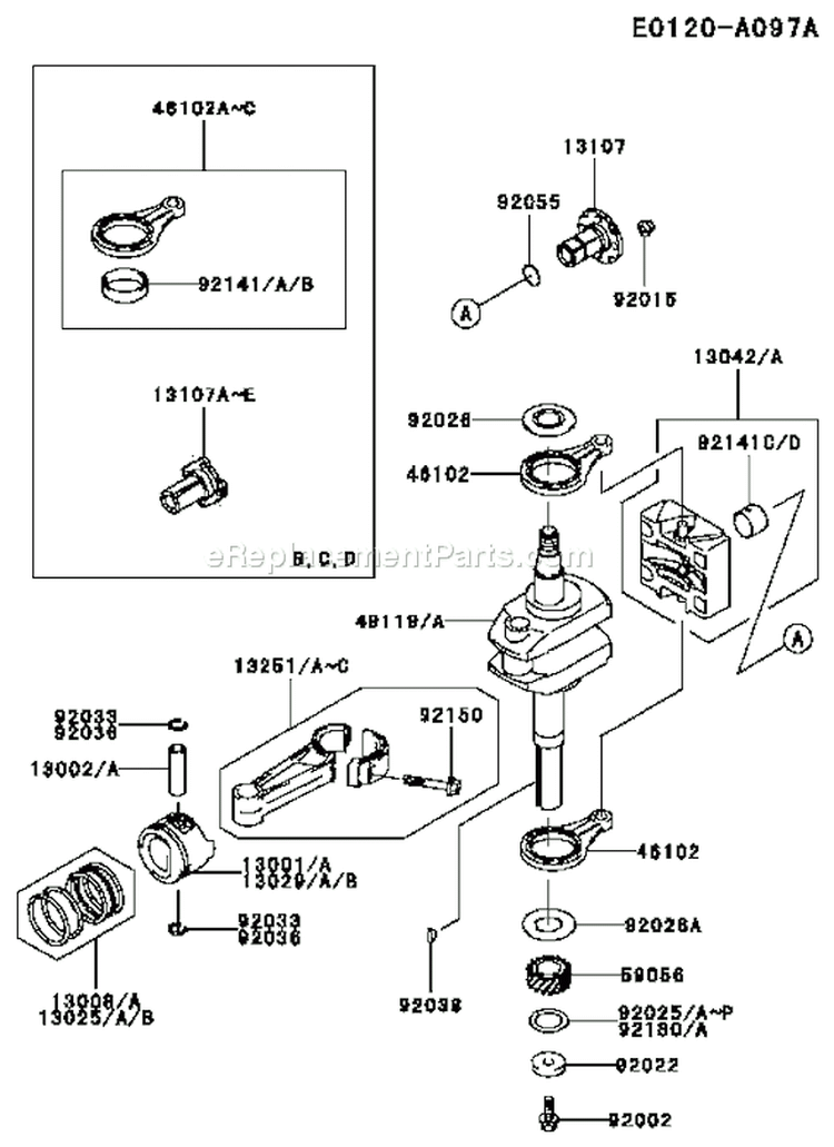 Page J Diagram and Parts List for FC540V HS03 Kawasaki Engine