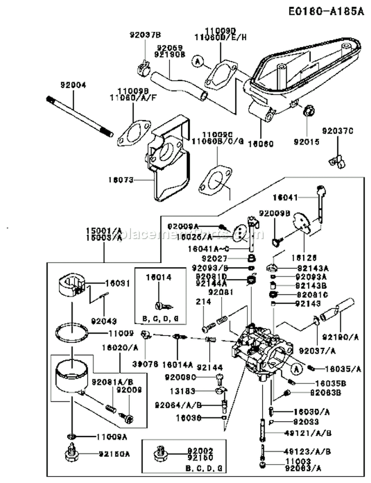 Page B Diagram and Parts List for FC540V HS03 Kawasaki Engine