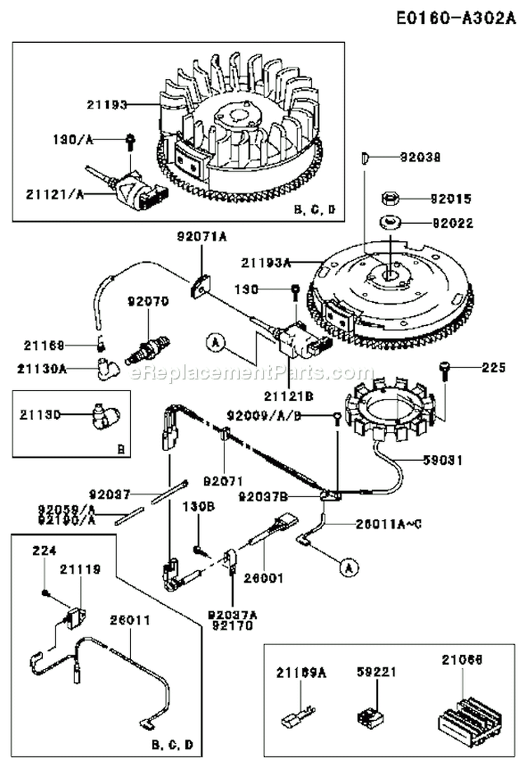 Page F Diagram and Parts List for FC540V HS03 Kawasaki Engine