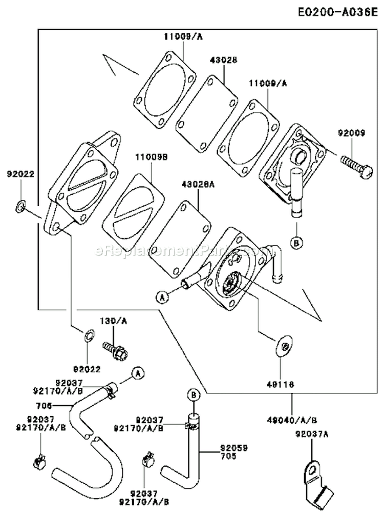 Page G Diagram and Parts List for FC540V HS03 Kawasaki Engine