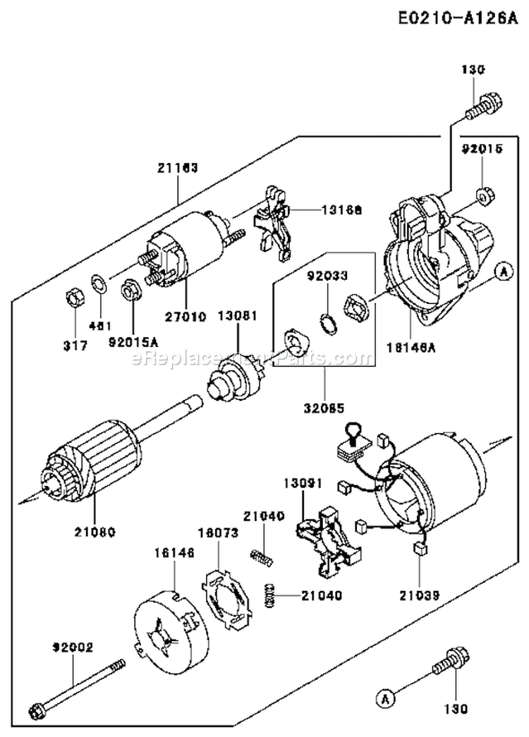 Page K Diagram and Parts List for FC540V JS16 Kawasaki Engine