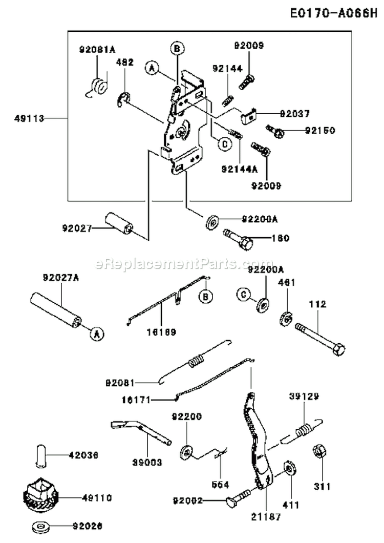 Page C Diagram and Parts List for FC540V JS16 Kawasaki Engine