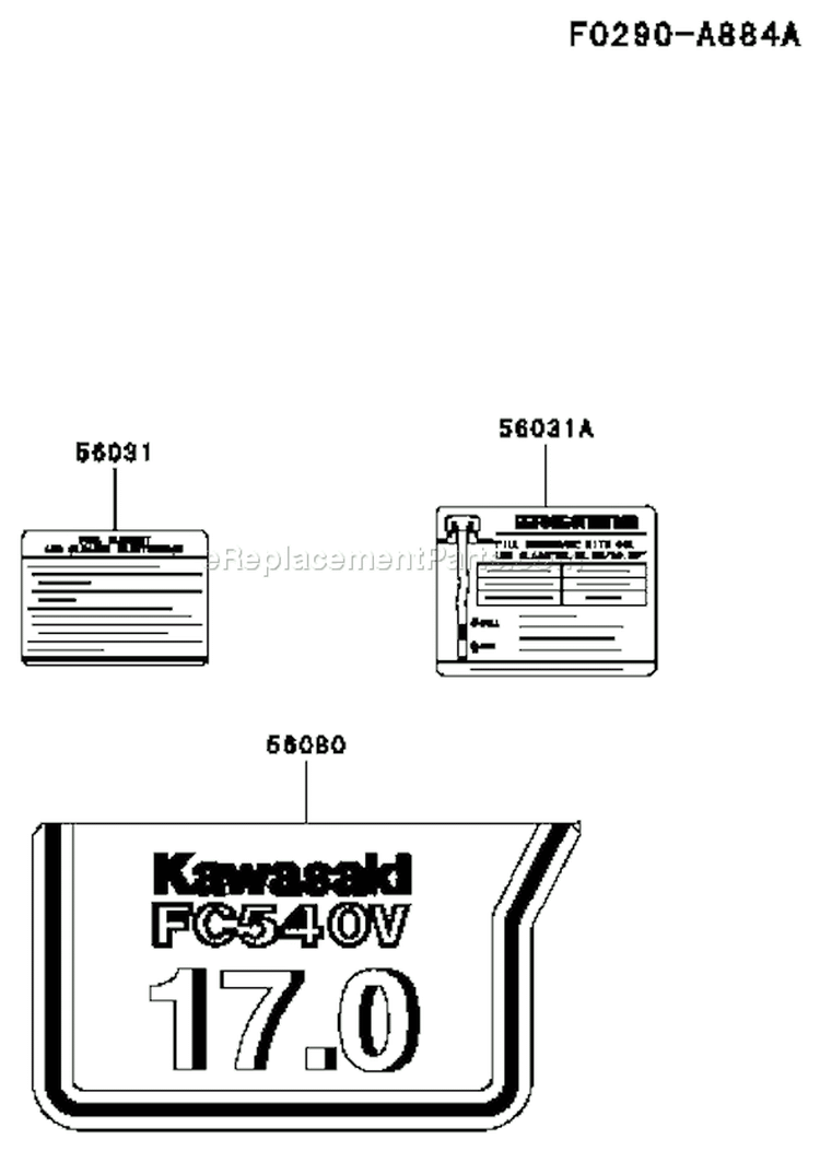 Page H Diagram and Parts List for FC540V JS16 Kawasaki Engine