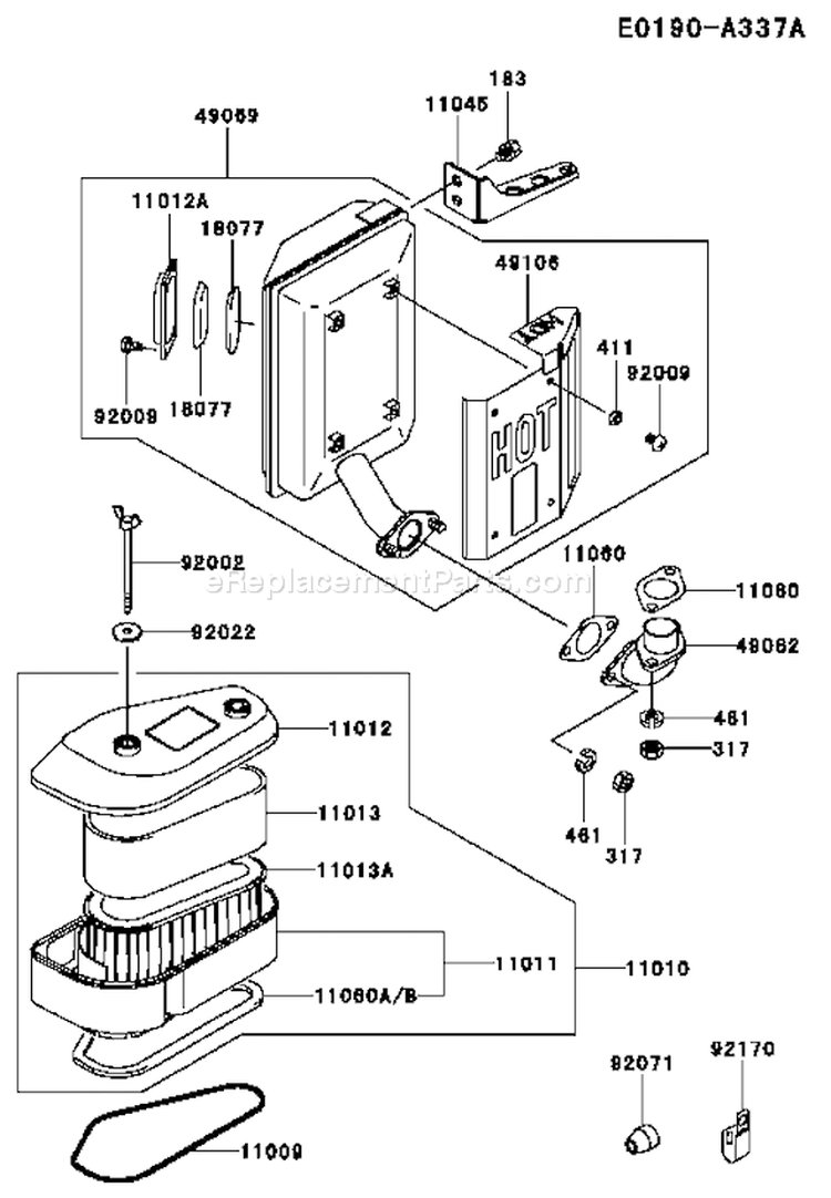 Page A Diagram and Parts List for FC540V LS03 Kawasaki Engine