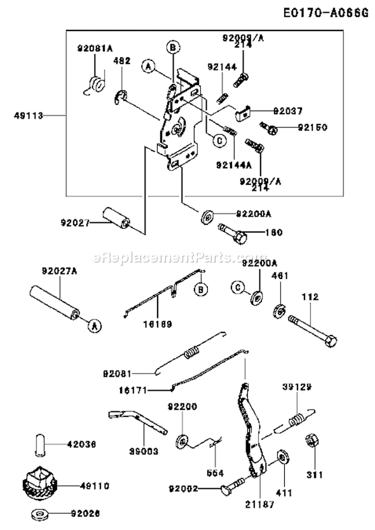 Page C Diagram and Parts List for FC540V LS03 Kawasaki Engine