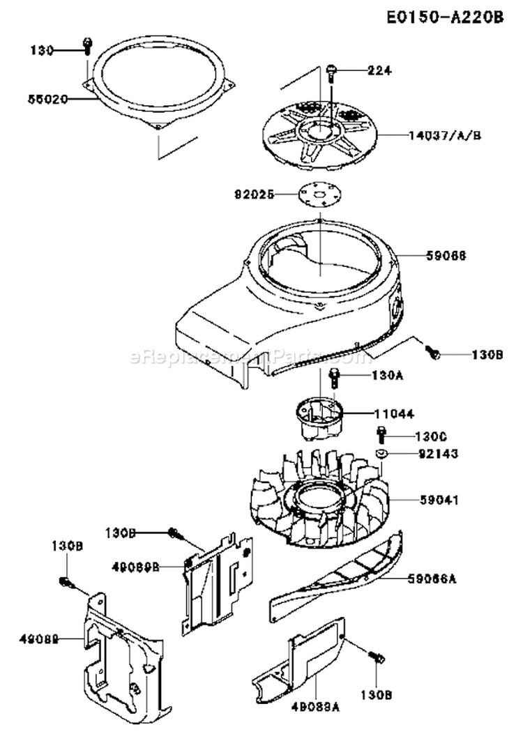 Page D Diagram and Parts List for FC540V LS03 Kawasaki Engine