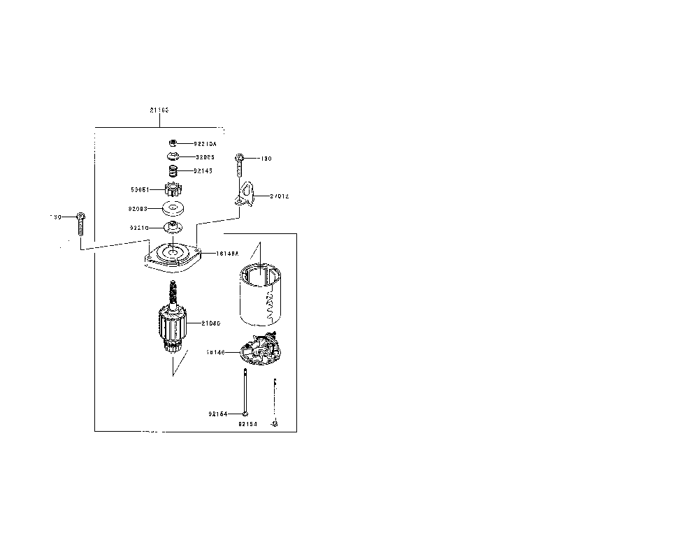 Starter Diagram and Parts List for FR691V-AS08  Kawasaki Engine