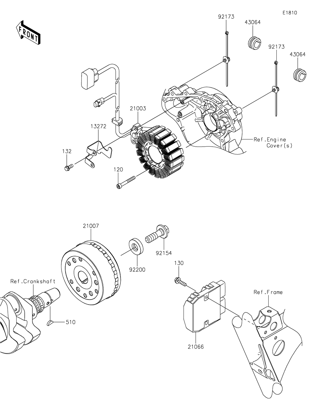 Generator Diagram and Parts List for KRF1000ALF 2020 Kawasaki Lawn Tractor Accessories