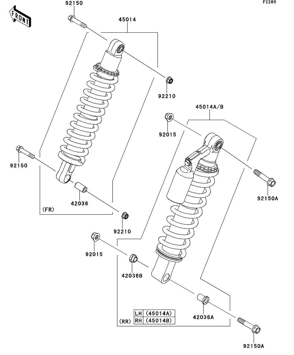 Shock Absorber Diagram and Parts List for KRT750ACF 2012 Kawasaki Lawn Tractor Accessories