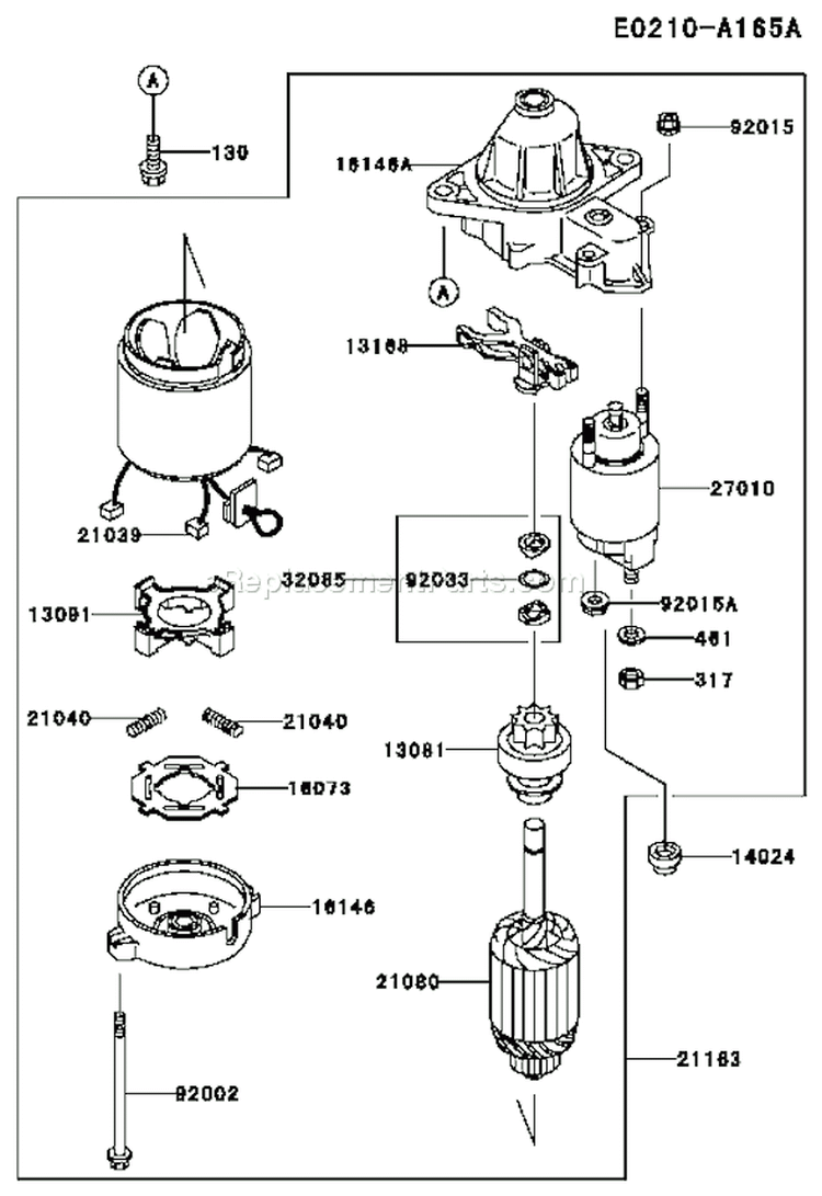 Page K Diagram and Parts List for FD440V AS02 Kawasaki Engine