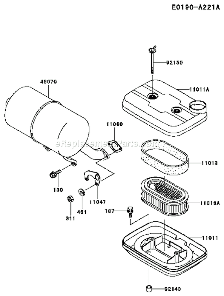 Page A Diagram and Parts List for FD501D AS00 Kawasaki Engine