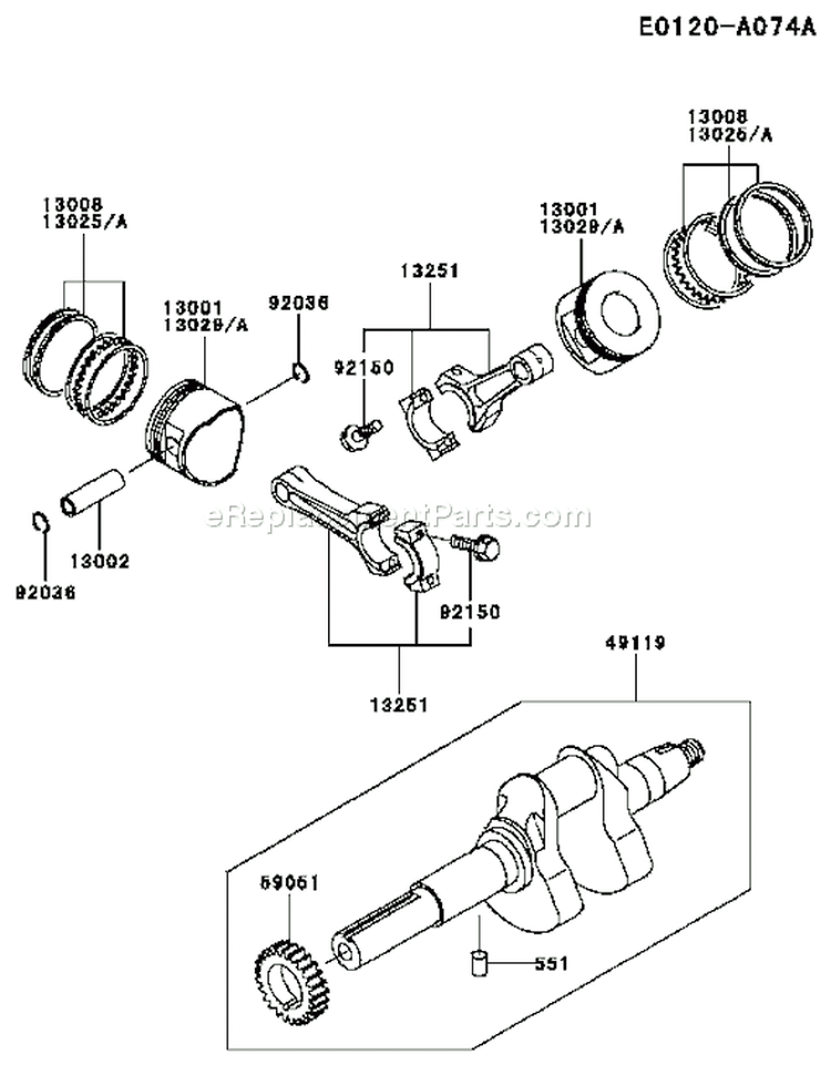 Page J Diagram and Parts List for FD501D AS00 Kawasaki Engine