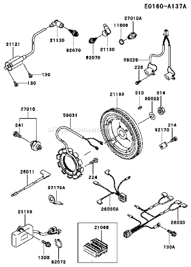 Page F Diagram and Parts List for FD501D AS00 Kawasaki Engine