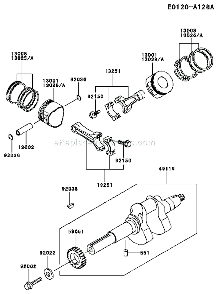 Page J Diagram and Parts List for FD501D AS02 Kawasaki Engine