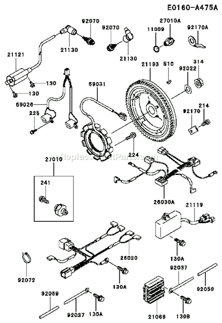 Page F Diagram and Parts List for FD501D AS02 Kawasaki Engine