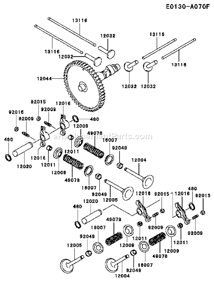 Page K Diagram and Parts List for FD501D AS05 Kawasaki Engine