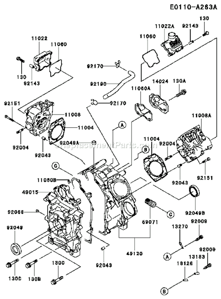 Page E Diagram and Parts List for FD501D AS05 Kawasaki Engine