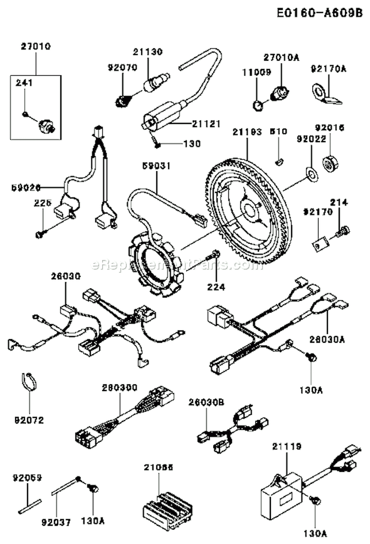 Page F Diagram and Parts List for FD501D AS05 Kawasaki Engine